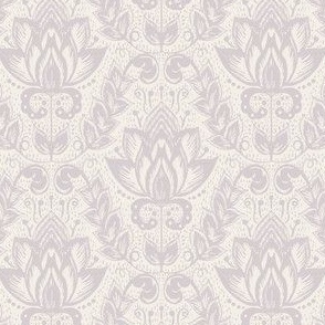 Small Textured Floral Damask // new age grey on cream