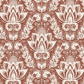 Small Textured Floral Damask // cinnamon brown