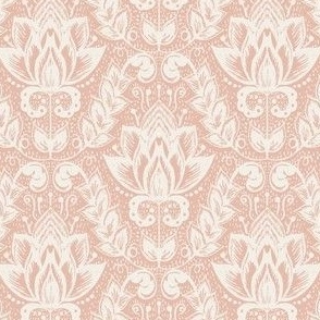 Small Textured Floral Damask // conch shell pink