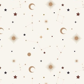 Small and sweet white constellations - fabric 