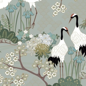 judit_gueth_Japanese_Garden_24in_SAGE_LARGE_BIRDS_MUTED_CAPS