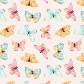 Colorful Butterflies and Moths on Cream 12 inch