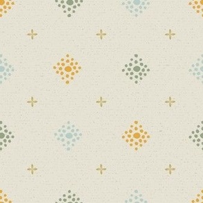 Dots Mosaic Moroccan Tile Multi ~ Aqua Blue Chartreuse Tangerine Sage Pearl White Stone