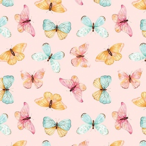 Colorful Butterflies and Moths on Pink 12 inch