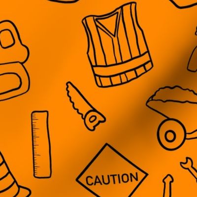 Construction LDC DRC Fabric Outline Black on Orange OSHA  Safety Color Back Hoe Glasses Tools Safety Cone Vest Hard Hat Caution 