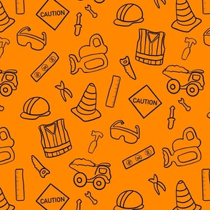 Construction LDC DRC Fabric Outline Black on Orange OSHA  Safety Color Back Hoe Glasses Tools Safety Cone Vest Hard Hat Caution 