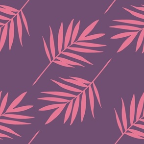 Girly Palm Leaves on Dusty Purple- Magical Meadow