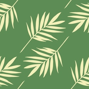 Modern Palm Leaves on Kelly Green  - Magical Meadow