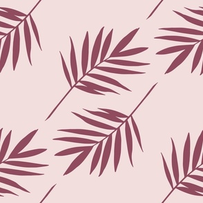 Pink Palm Leaves on Piglet Pink - Magical Meadow
