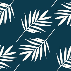 Cute Palm Leaves on Prussian Blue - Magical Meadow