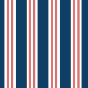 vintage beach stripes - navy and punch