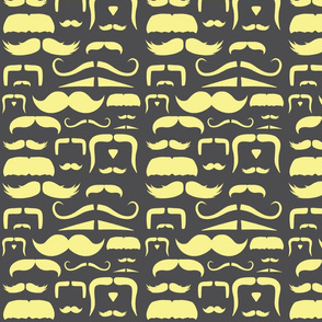 mustache love yellow and grey