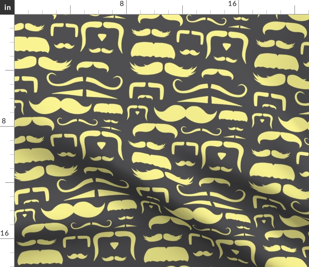 mustache love yellow and grey