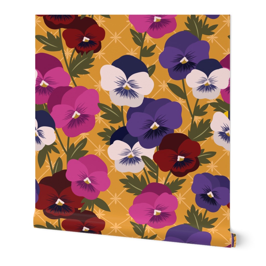 Crosshatch and Pansies Pattern Clash