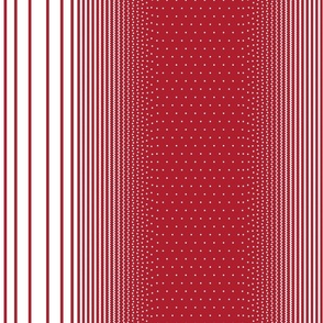 (S) Stripes Turn Quickly Into Polka Dots Size S White on Cardinal Red
