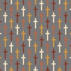 Small Christian Crosses // Red, Yellow, Orange on Grey