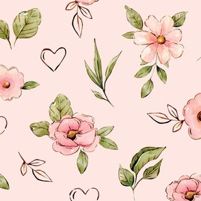 Petite Pink Watercolor Floral 24 inch