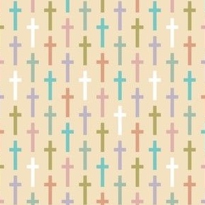 Small Christian Crosses // Pastel Colors on Almond