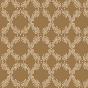 Fern Wallpaper | Neutral Trellis Wallpaper | Forest Fern Leaves | Furling Fronds in Light Brown | Medium Scale