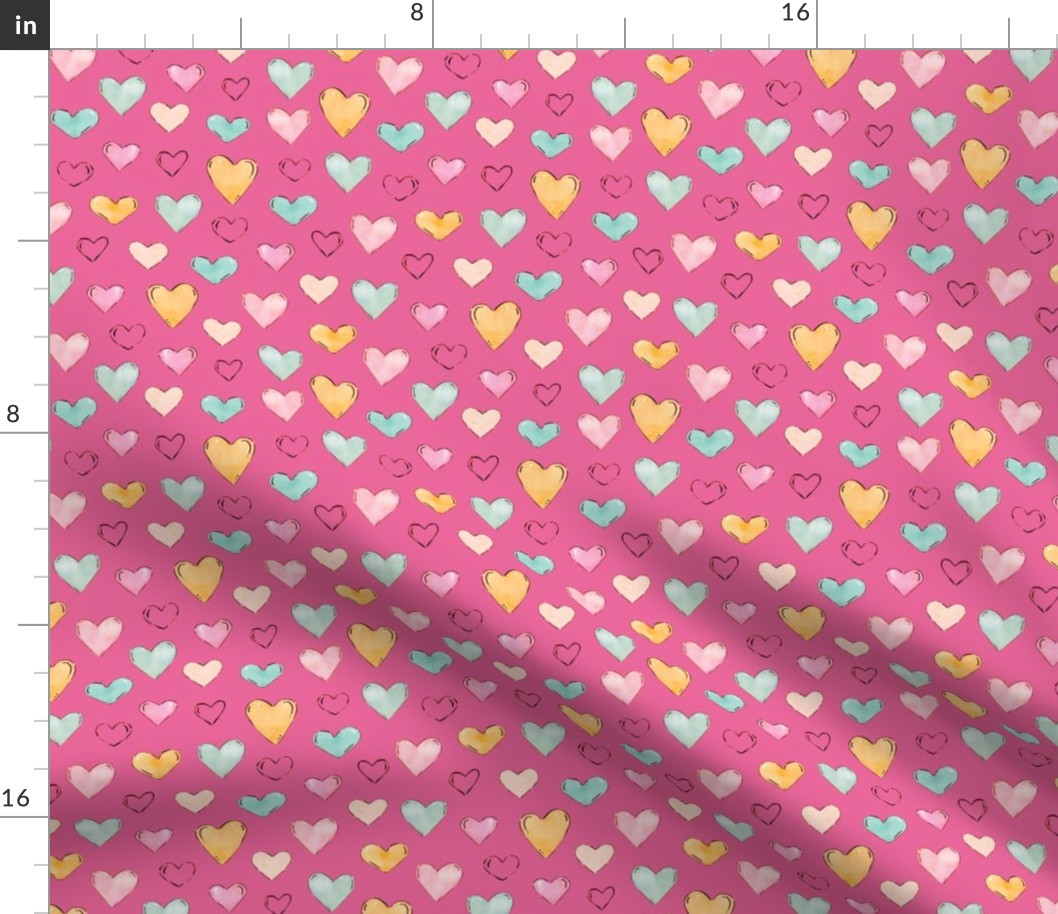 Pastel Hearts on Hot Pink 6 inch