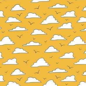 Clouds and Gulls on Yellow - Medium