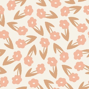 Tossed Small Florals Coral Cream Large