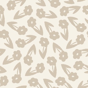 Tossed Small Florals Cream Grey Large