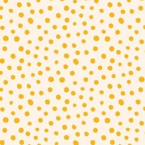 Retro modern minimalist ditsy spots, polka dots in yellow gold on ivory ecru cream