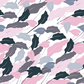 Fallen Leaves in Pink, Grey and Navy Blue