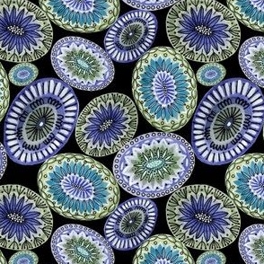 Blue Mod Floral - 4" repeat