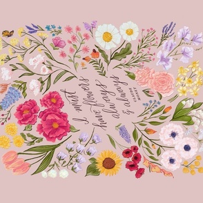 I Must Have Flowers, Always and Always in Dusty Pink - Tea Towel, Wall Hanging
