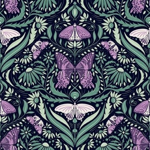 butterflies and daisies | green and purple