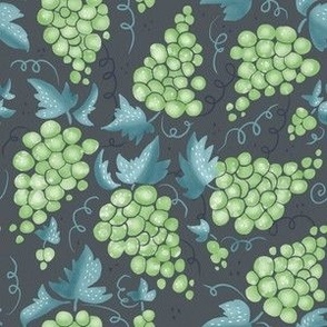 Delicious Grapes - sage green on charcoal