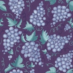 Delicious Grapes - purple, green leaves