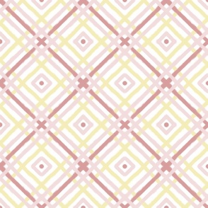 pastel diagonal summer plaid - gentle pink and yellow