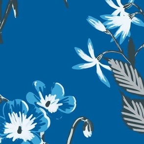 NOT AI - Painterly Blue Wildflowers with Pantone Ultra-Steady Colours