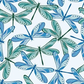 Large - Blue, Green, Teal Pantone Dragonfly Dash