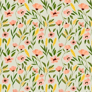 Cottage Garden Flowers in Peach, Coral and Yellow 13  Small Scale