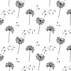 dandelions ultra small black and white custom