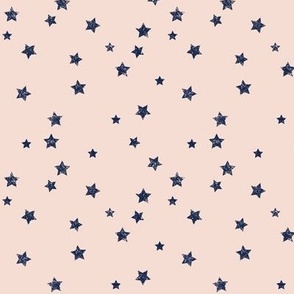 Distressed Stars Dark Blue (navy) on pale pink  - Small 