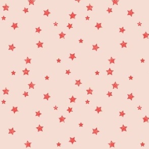 Distressed Stars Bright Red on pale Pink - Small 