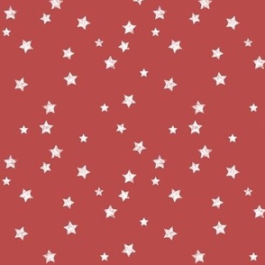 Distressed Stars white on Brick red- Small 