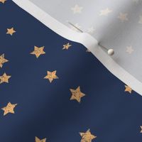 Distressed Stars  Yellow Ochre on Dark Blue (navy) - Small 