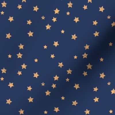 Distressed Stars  Yellow Ochre on Dark Blue (navy) - Small 