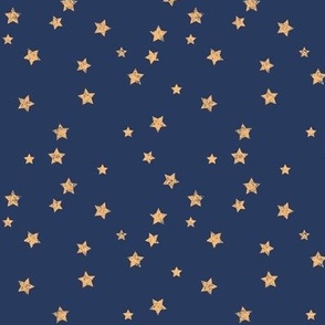 Distressed Stars  Yellow Ochre on Dark Blue (navy) - Small 