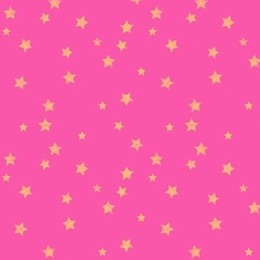 Distressed Stars  Yellow Ochre on Hot pink - Small 