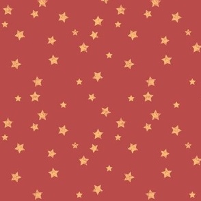 Distressed Stars  Yellow Ochre on brick Red - Small 