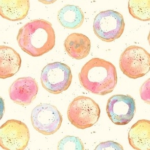 dolce donuts on cream - watercolor sweets for kids baby nursery - tender sweet dessert b144-2