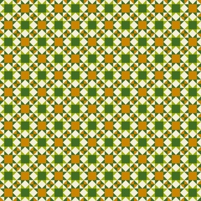 Geometric Patio Tiles - Green & Orange - Small