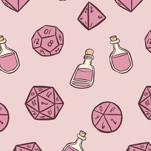 Role-Playing Game Dice and Potions in Mauve - Medium